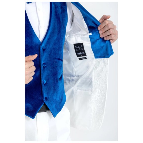 Derman Luxury Floral Textured Velvet Collar 3 Piece Tuxedo - Picture 7 of 7